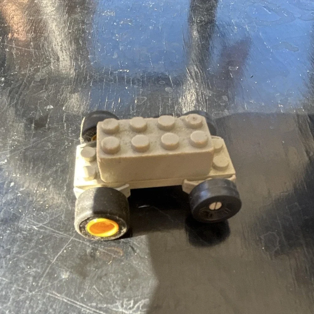 Vintage LEGO Vehicle Wheels Chassis Base Metal Axles Rubber Tires 1970s Part